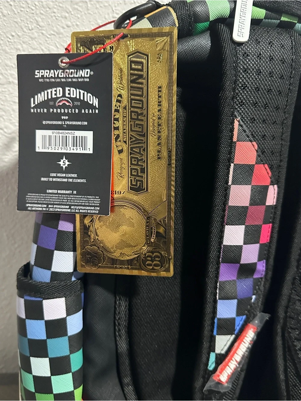 Sprayground Limited Edition Pixel Shark Backpack NWT Color Shift Checkered